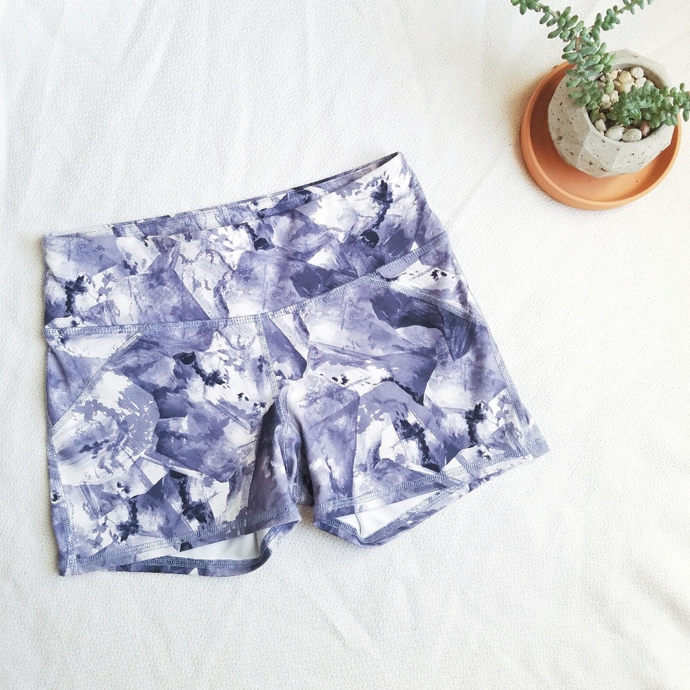 Grey and White Fabletics Running Athletic Shorts